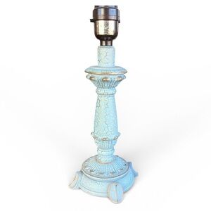 Blue Crackle Coastal Accent Lamp Cottagecore Shabby Chic Vintage Style